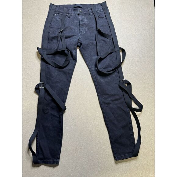 Amiri REAR Black straped Jeans Size 32 Authentic Retail $1500 - Picture 3 of 12